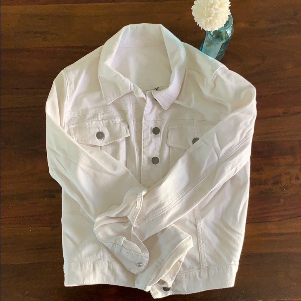 White stretch denim jacket